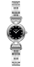 Longines Equestrian Stainless Steel Black Dial Diamonds Quartz Womens Watch L6.129.4.57.6 wholesalehk.shop