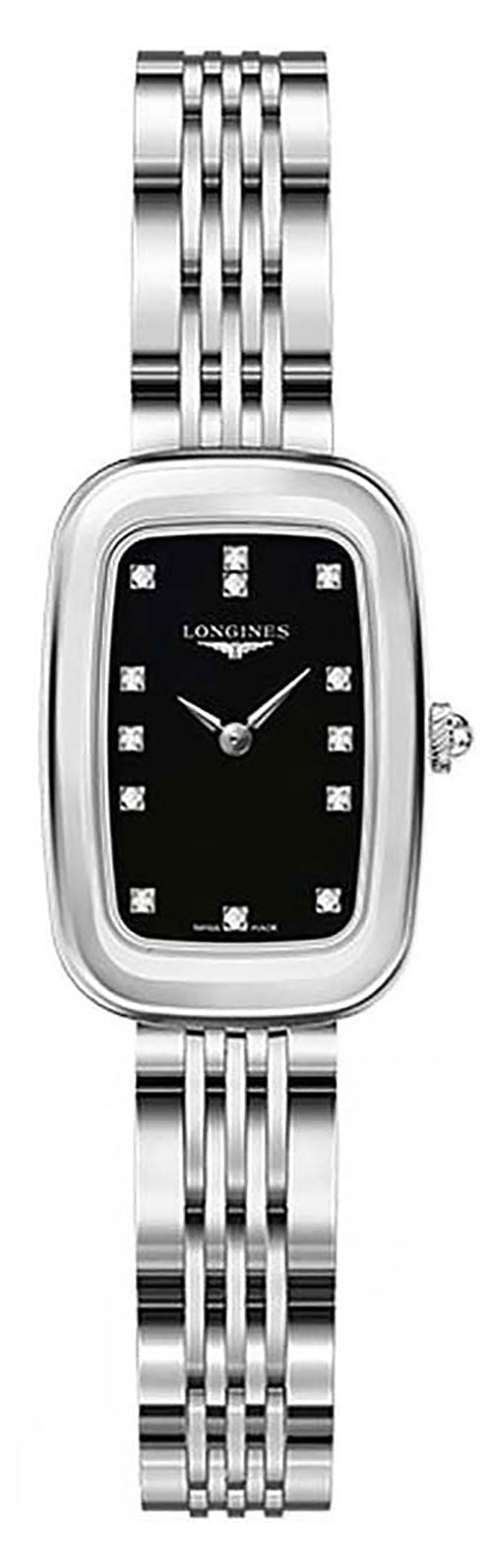 Longines Equestrian Stainless Steel Black Dial Diamonds Quartz Womens Watch L6.140.4.57.6 wholesalehk.shop