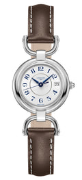 Longines Equestrian Stainless Steel Brown Leather Strap Silver-Tone Dial Date Quartz Womens Watch L6.130.4.73.2 wholesalehk.shop