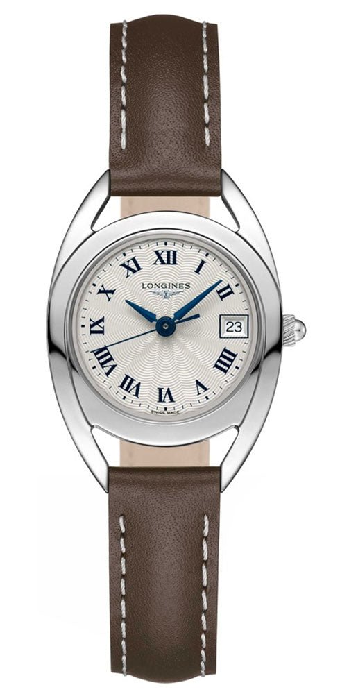 Longines Equestrian Stainless Steel Silver Dial Brown Leather Strap Date Quartz Womens Watch L6.136.4.71.2 wholesalehk.shop