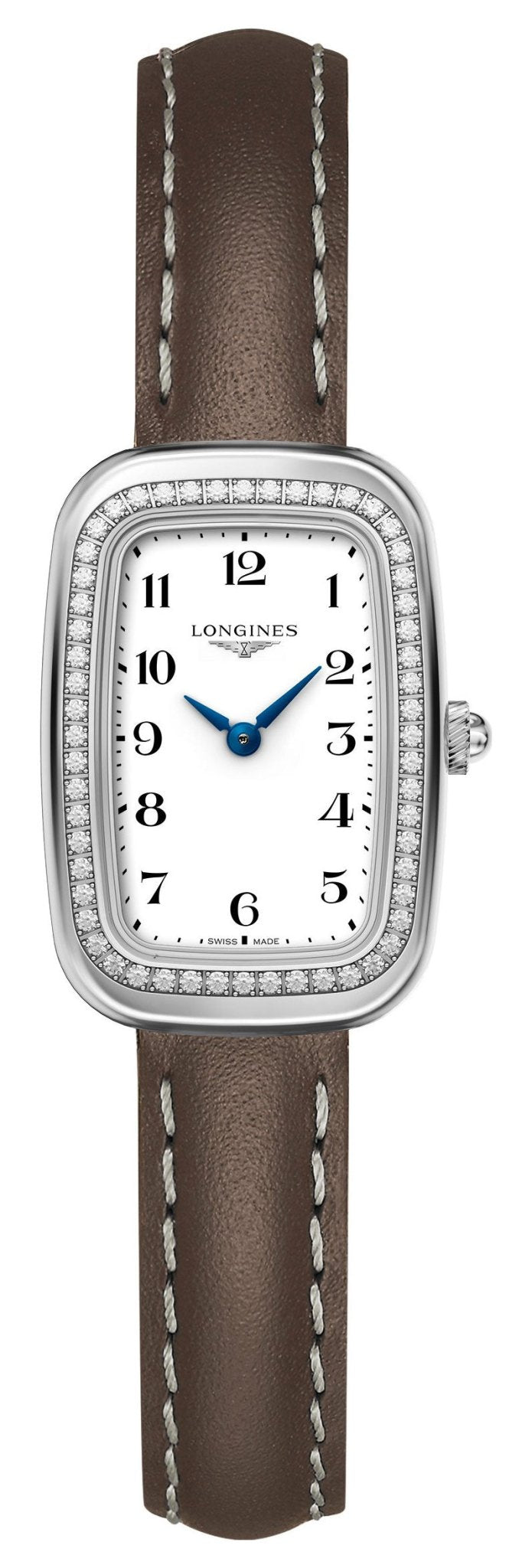 Longines Equestrian Stainless Steel White Dial Brown Leather Strap Diamonds Quartz Womens Watch L6.140.0.13.2 wholesalehk.shop