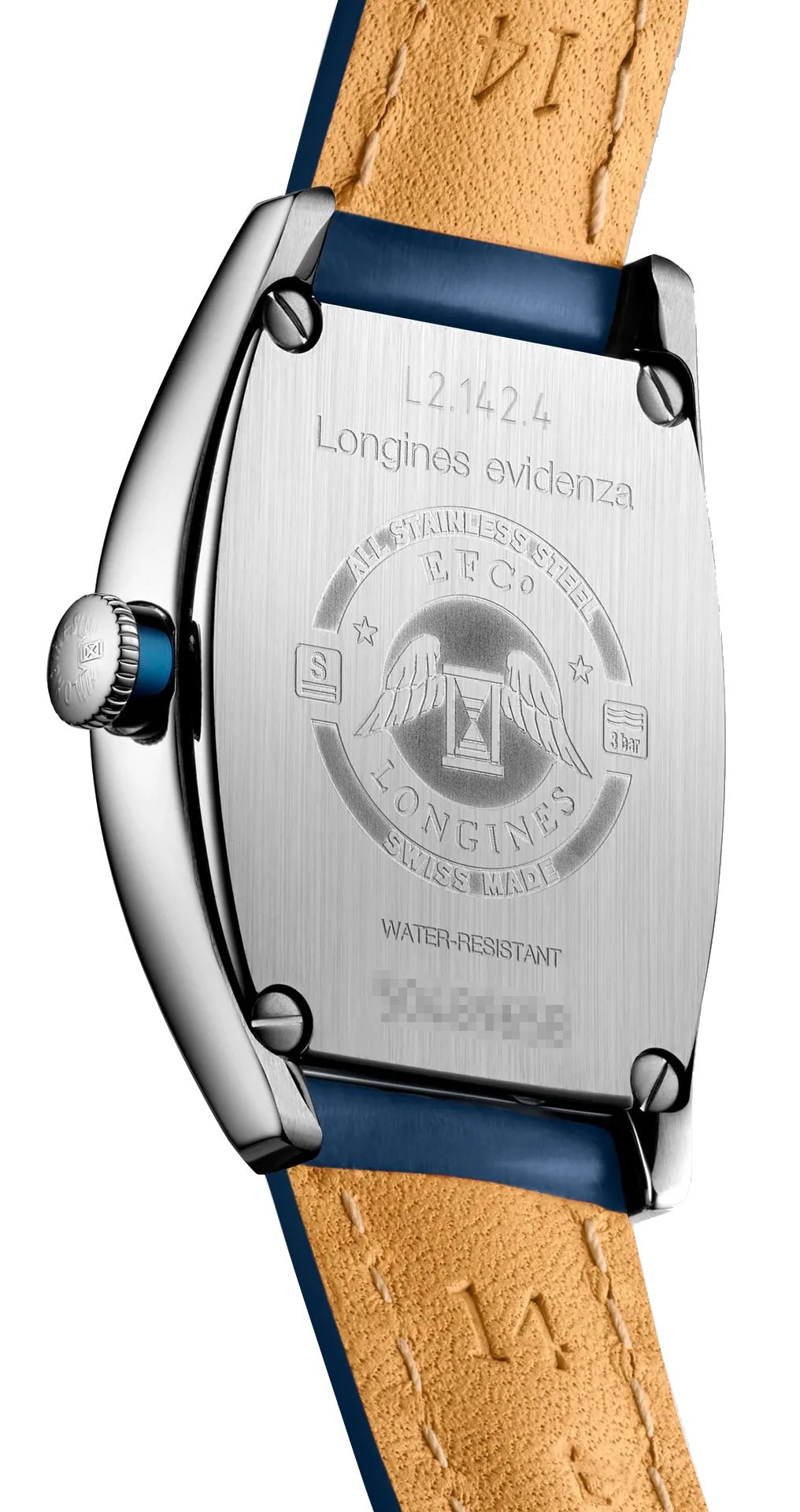 Longines Evidenza Automatic Stainless Steel Blue Dial Blue Leather Strap Date Womens Watch L2.142.4.96.2 wholesalehk.shop