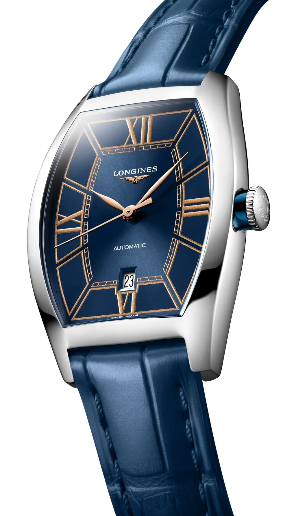 Longines Evidenza Automatic Stainless Steel Blue Dial Blue Leather Strap Date Womens Watch L2.142.4.96.2 wholesalehk.shop
