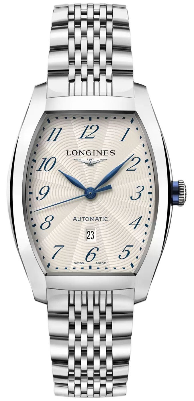 Longines Evidenza Automatic Stainless Steel Tonneau Silver Dial Date Unisex Watch L2.342.4.73.6 wholesalehk.shop