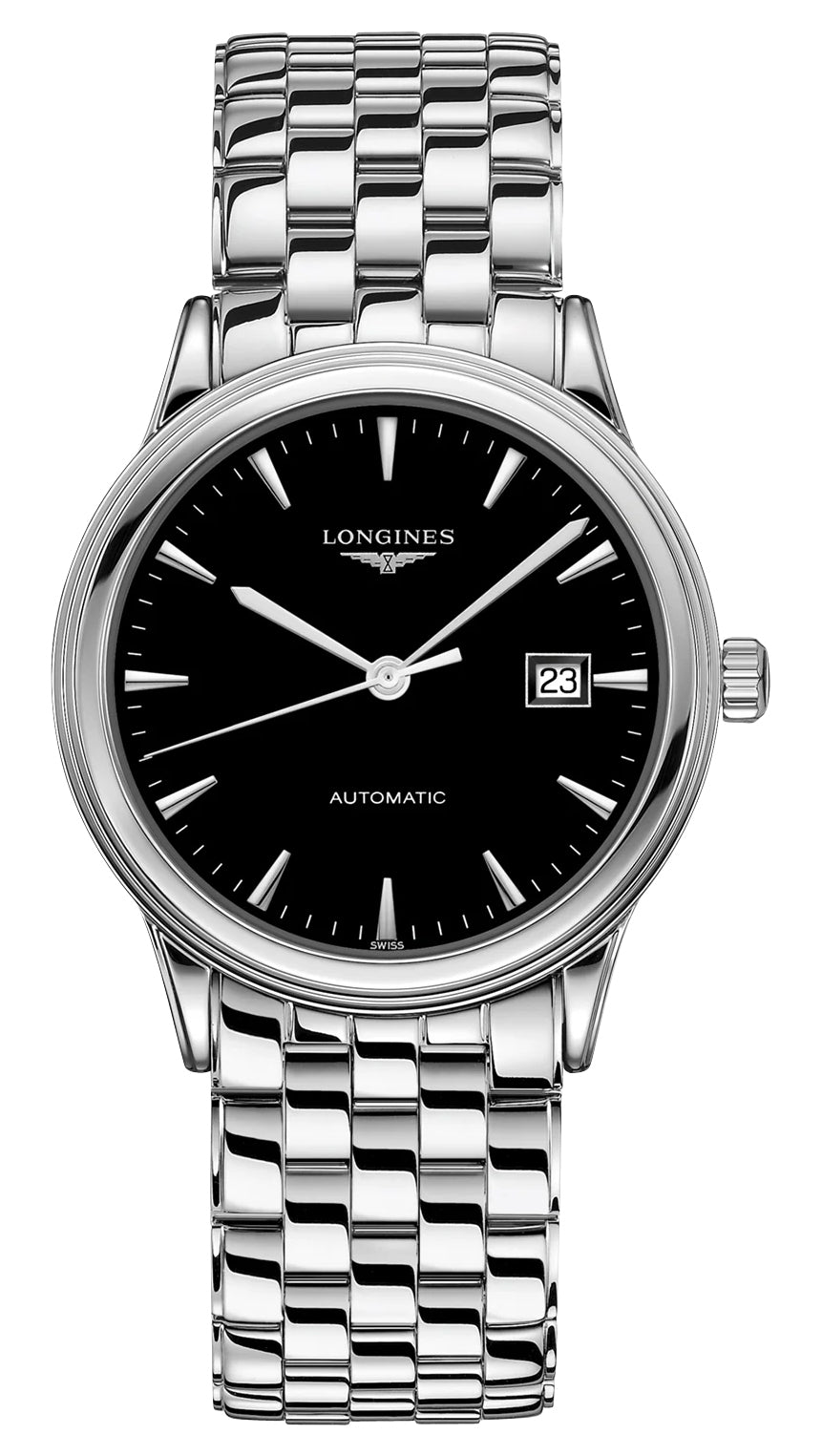 Longines Flagship Automatic Stainless Steel Black Dial Date Mens Watch L4.984.4.52.6 wholesalehk.shop