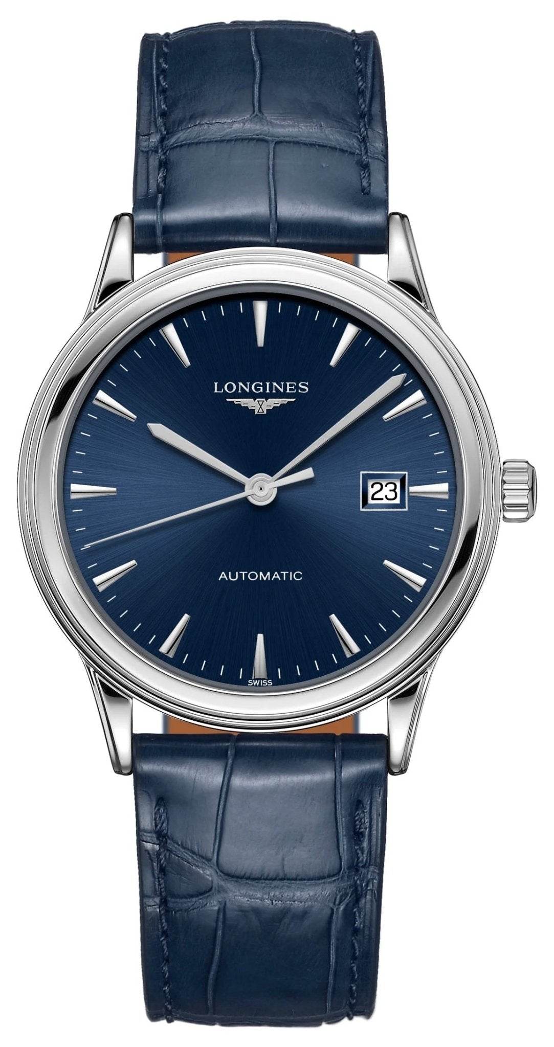 Longines Flagship Automatic Stainless Steel Blue Dial Blue Leather Strap Date Mens Watch L4.984.4.92.2 wholesalehk.shop