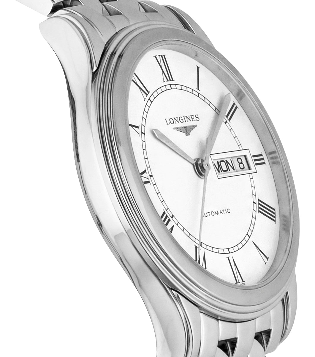 Longines Flagship Automatic Stainless Steel White Dial Day/Date Mens Watch L4.899.4.21.6 wholesalehk.shop