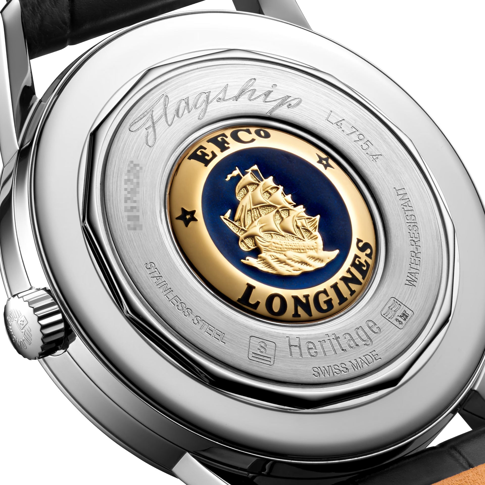 Longines Flagship Heritage Automatic Stainless Steel Ivory Dial Brown Leather Strap Date Mens Watch L4.795.4.78.2 wholesalehk.shop