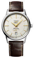 Longines Flagship Heritage Automatic Stainless Steel Ivory Dial Brown Leather Strap Date Mens Watch L4.795.4.78.2 wholesalehk.shop