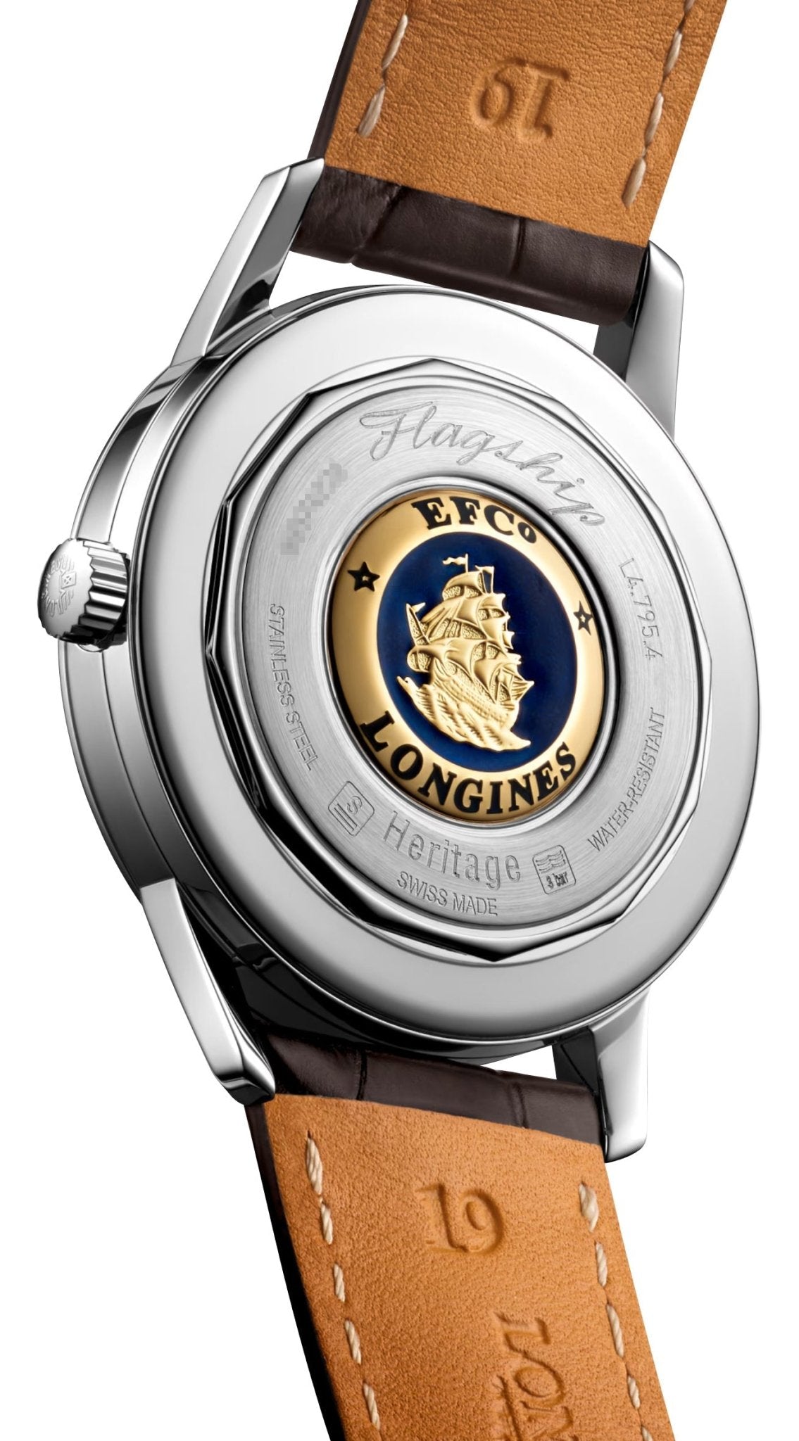 Longines Flagship Heritage Automatic Stainless Steel Ivory Dial Brown Leather Strap Date Mens Watch L4.795.4.78.2 wholesalehk.shop