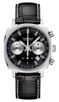 Longines Heritage 1973 Automatic Chronograph Stainless Steel Black Dial Black Leather Strap Date Mens Watch L2.791.4.52.0 wholesalehk.shop
