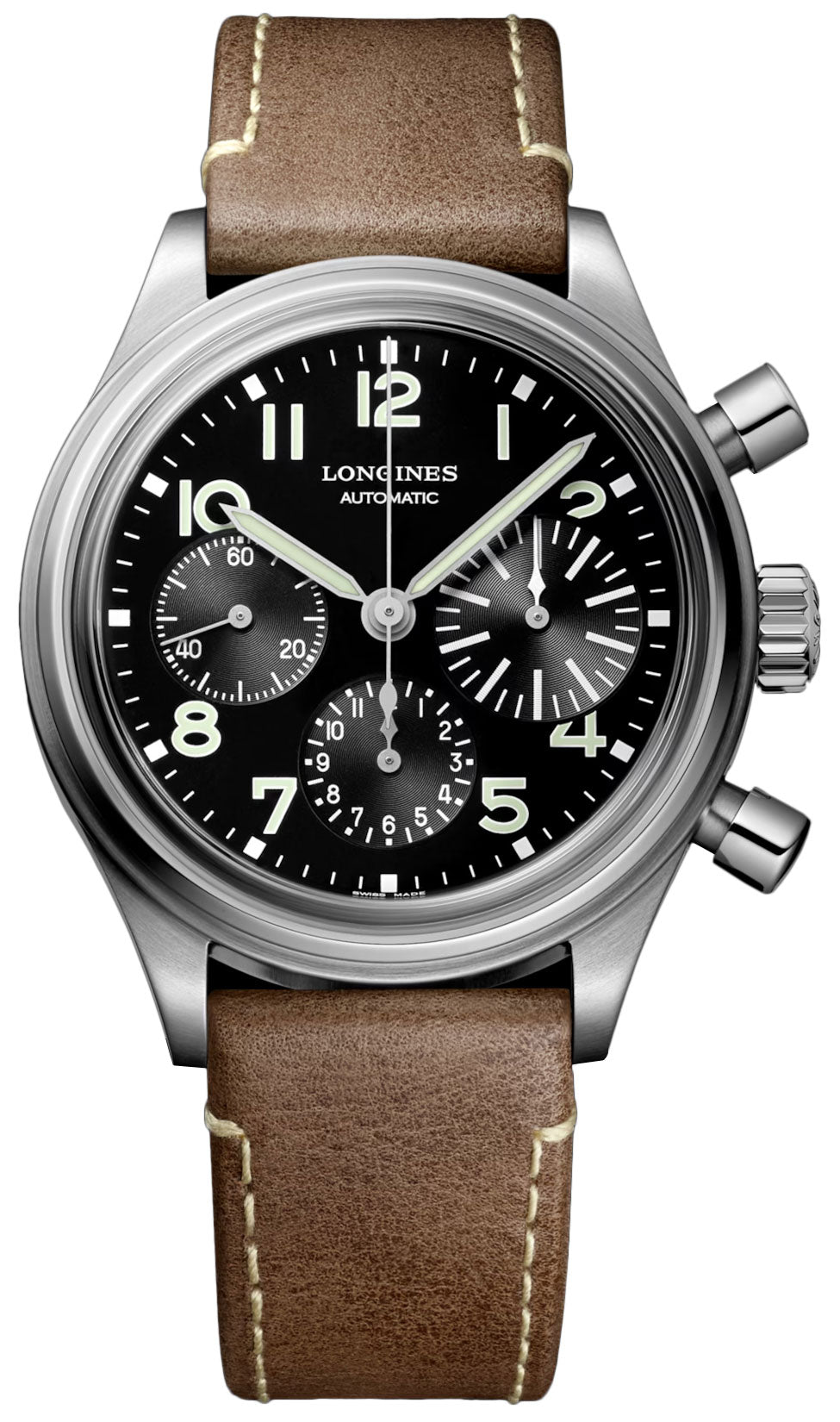 Longines Heritage Avigation BigEye Chronograph Black Dial Brown Leather Strap Mens Watch L2.816.4.53.2 wholesalehk.shop