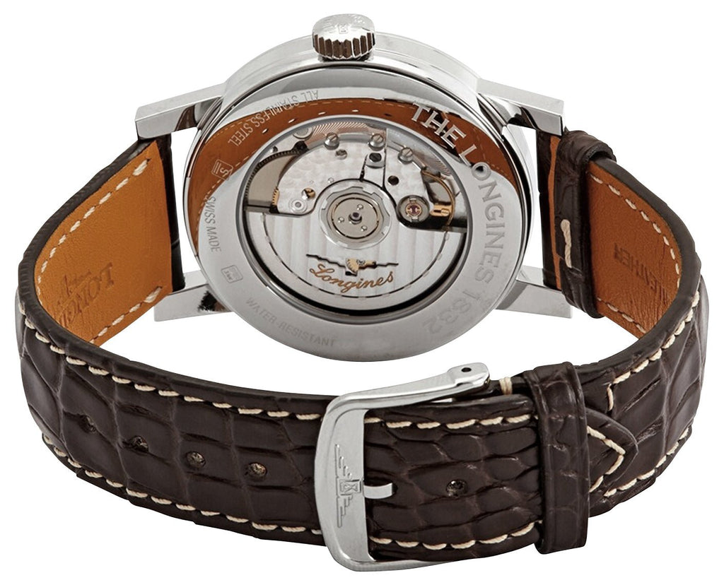 Longines Heritage Classic 1832 Automatic Stainless Steel Off-White Dial Brown Leather Strap Date Moonphase Mens Watch L4.826.4.92.2 wholesalehk.shop