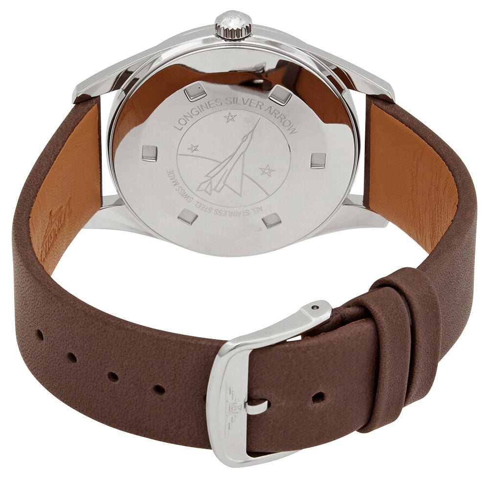 Longines Heritage Classic Silver Arrow Automatic Silver Dial Brown Leather Strap Mens Watch L2.834.4.72.2 wholesalehk.shop
