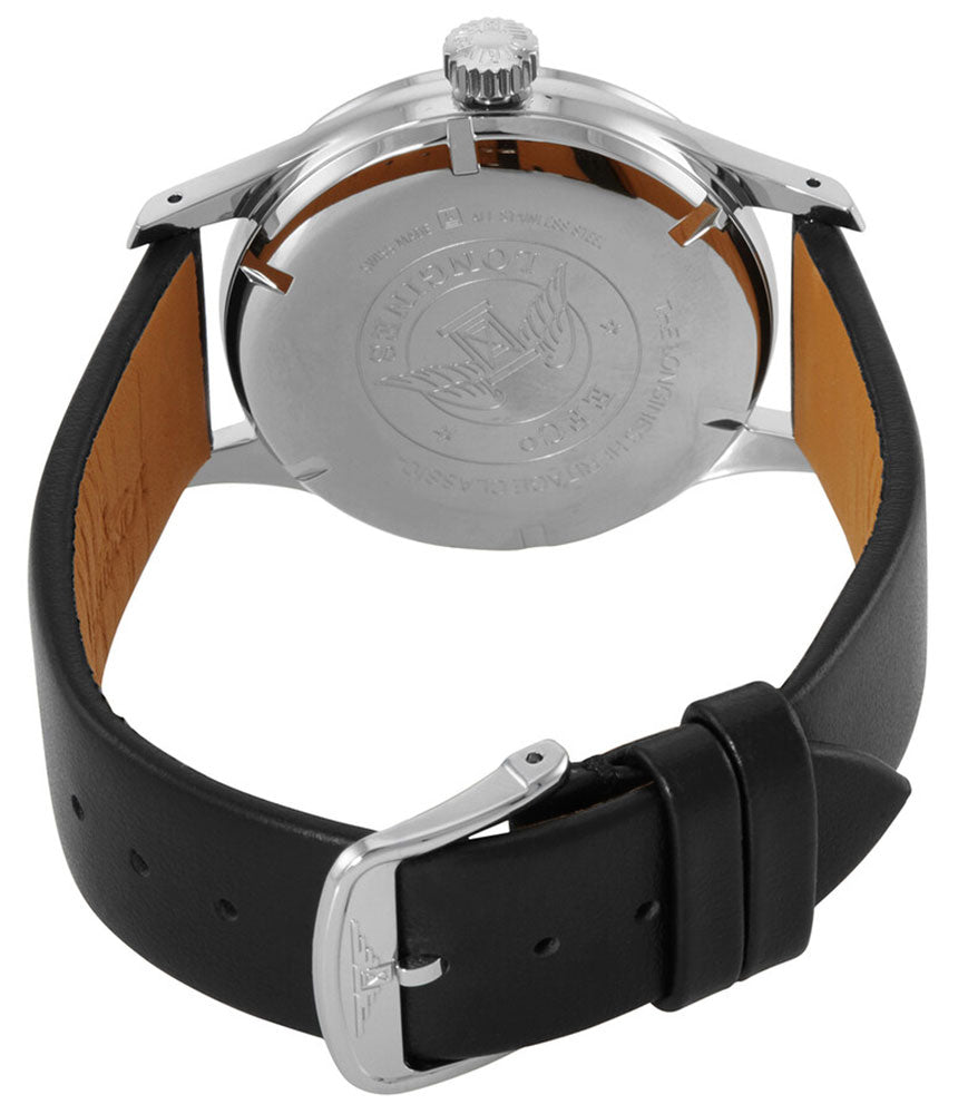 Longines Heritage Classic Tuxedo Automatic Black & Silver Dial Black Leather Strap Mens Watch L2.330.4.93.0 wholesalehk.shop
