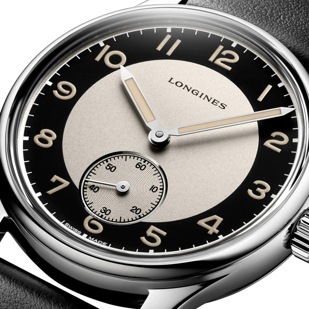 Longines Heritage Classic Tuxedo Automatic Black & Silver Dial Black Leather Strap Mens Watch L2.330.4.93.0 wholesalehk.shop