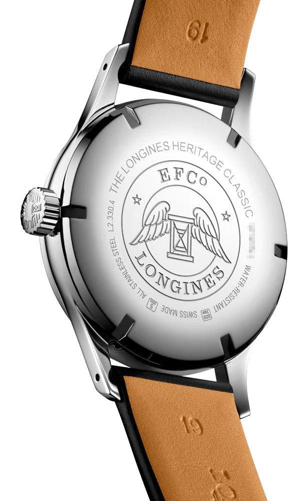 Longines Heritage Classic Tuxedo Automatic Black & Silver Dial Black Leather Strap Mens Watch L2.330.4.93.0 wholesalehk.shop