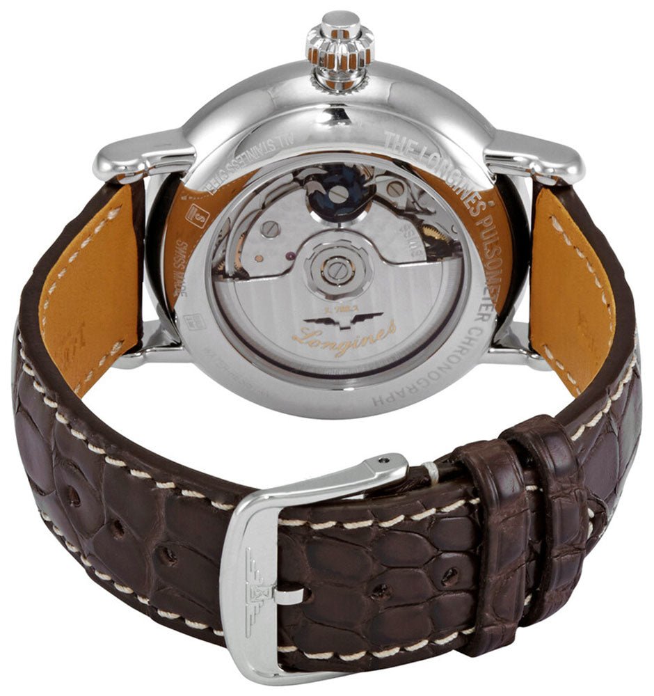 Longines Heritage Column Wheel Pulsometer Chronograph Automatic White Dial Brown Leather Strap Date Mens Watch L2.801.4.23.2 wholesalehk.shop