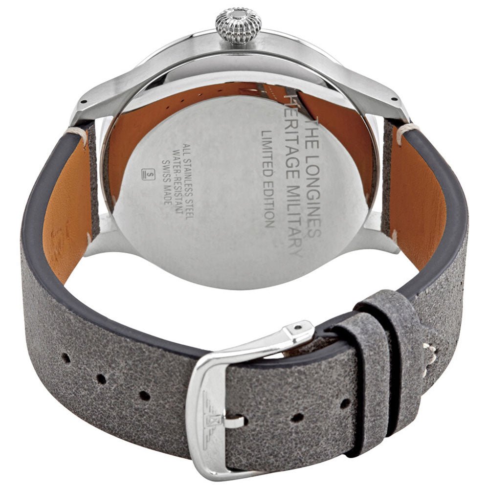 Longines Heritage Military 1938 Limited Edition Mechanical Hand-Wind Stainless Steel Black Dial Gray/Brown Interchangeable Leather Strap Mens Watch L2.826.4.53.2 wholesalehk.shop