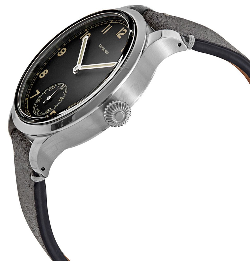 Longines Heritage Military 1938 Limited Edition Mechanical Hand-Wind Stainless Steel Black Dial Gray/Brown Interchangeable Leather Strap Mens Watch L2.826.4.53.2 wholesalehk.shop