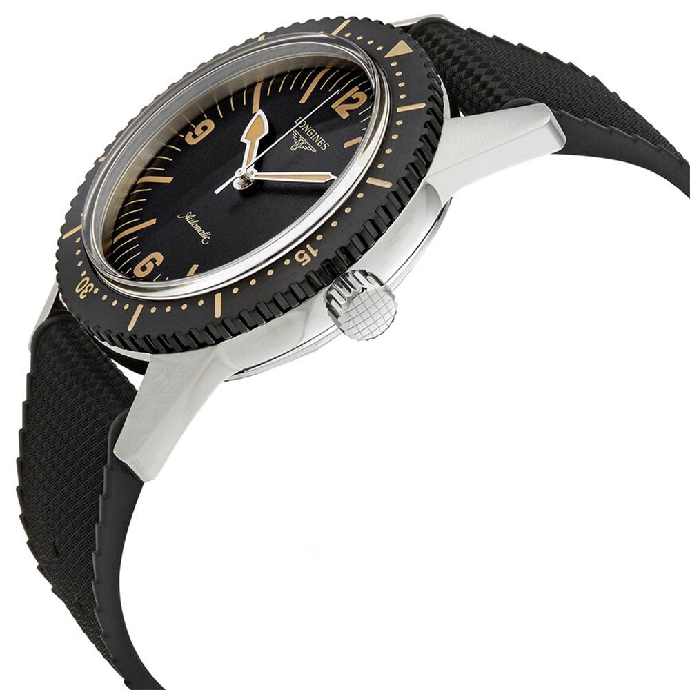 Longines Heritage Skin Diver Automatic Stainless Steel Black Dial Black Rubber Strap Mens Watch L2.822.4.56.9 wholesalehk.shop