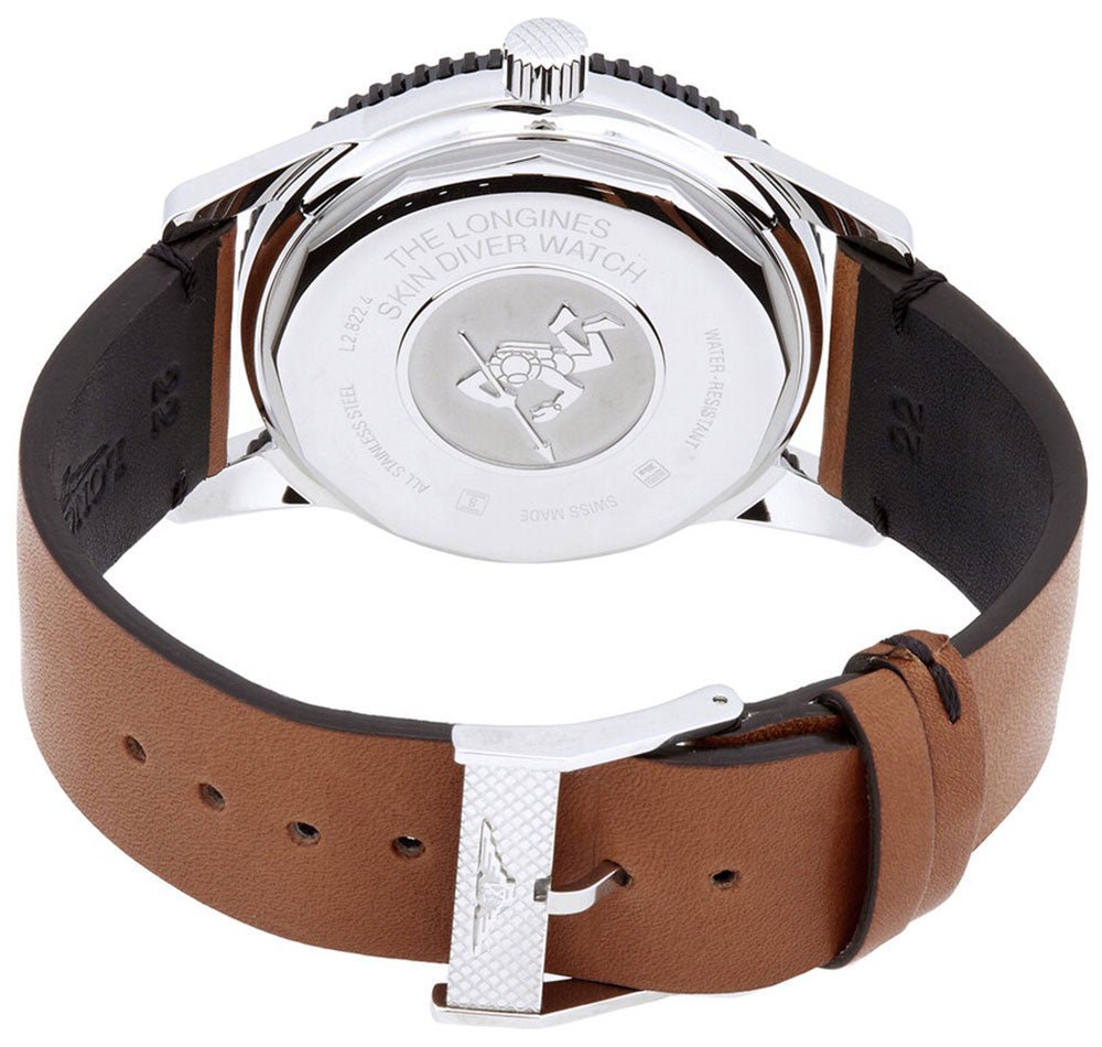 Longines Heritage Skin Diver Automatic Stainless Steel Black Dial Brown Leather Strap Mens Watch L2.822.4.56.2 wholesalehk.shop