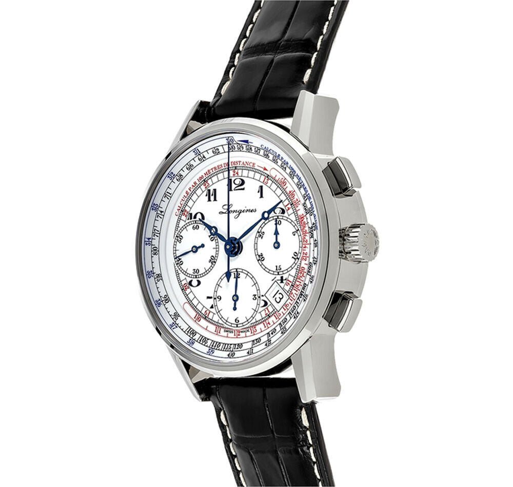 Longines Heritage Tachymeter Chronograph Automatic Steel Mens Strap Watch Date L2.781.4.13.2 wholesalehk.shop