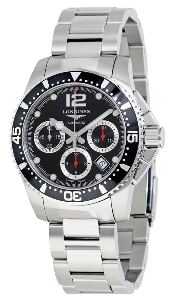 Longines HydroConquest Automatic Chronograph Stainless Steel Black Dial Date Divers Mens Watch L3.744.4.56.6 wholesalehk.shop