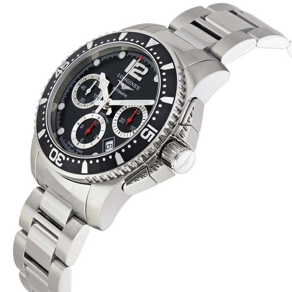 Longines HydroConquest Automatic Chronograph Stainless Steel Black Dial Date Divers Mens Watch L3.744.4.56.6 wholesalehk.shop