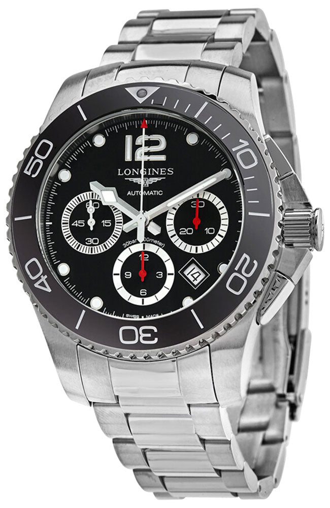 Longines HydroConquest Automatic Chronograph Stainless Steel Black Dial Date Divers Mens Watch L3.883.4.56.6 wholesalehk.shop