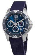 Longines HydroConquest Automatic Chronograph Stainless Steel Blue Dial Blue Rubber Strap Date Divers Mens Watch L3.883.4.96.9 wholesalehk.shop