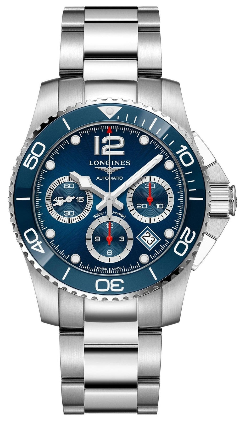 Longines HydroConquest Automatic Chronograph Stainless Steel Blue Dial Date Divers Mens Watch L3.783.4.96.6 wholesalehk.shop