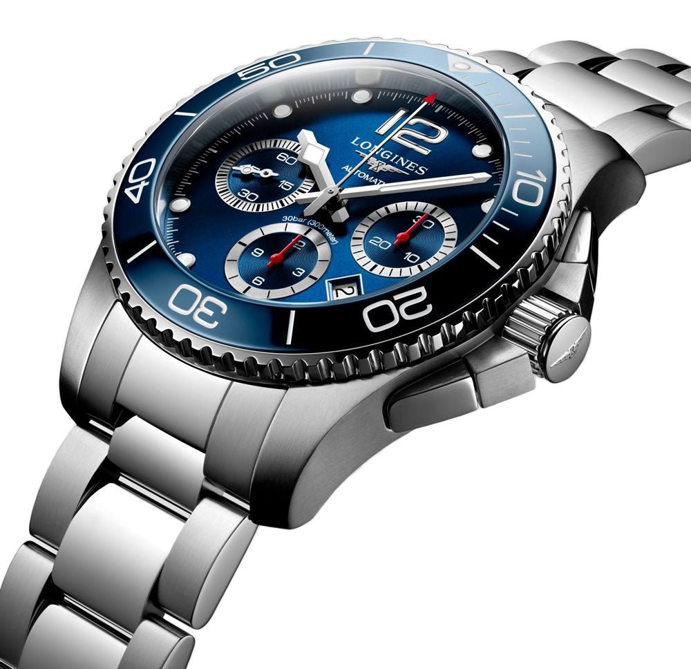 Longines HydroConquest Automatic Chronograph Stainless Steel Blue Dial Date Divers Mens Watch L3.783.4.96.6 wholesalehk.shop