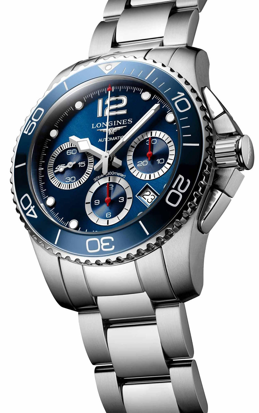 Longines HydroConquest Automatic Chronograph Stainless Steel Blue Dial Date Divers Mens Watch L3.783.4.96.6 wholesalehk.shop