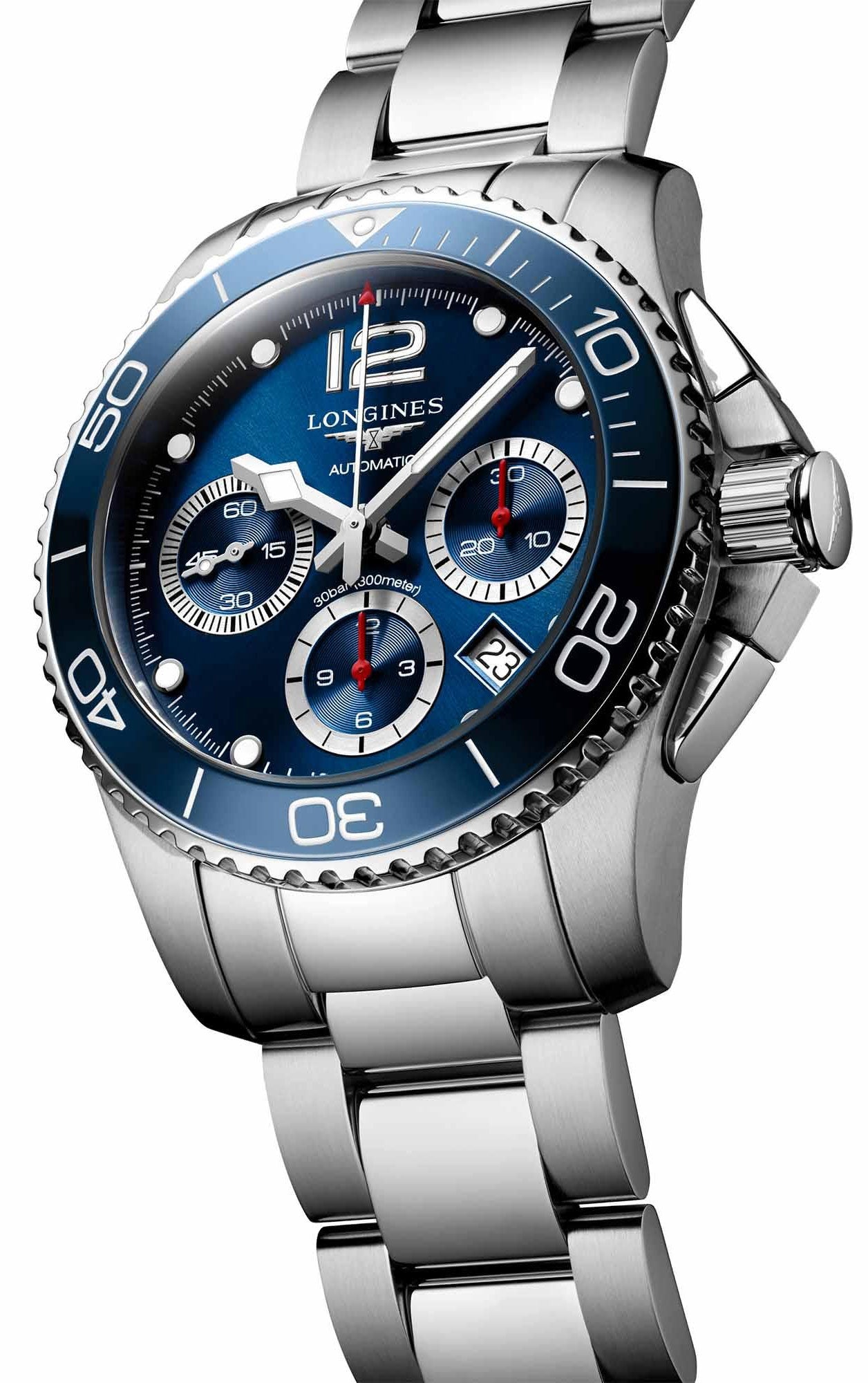 Longines HydroConquest Automatic Chronograph Stainless Steel Blue Dial Date Divers Mens Watch L3.783.4.96.6 wholesalehk.shop