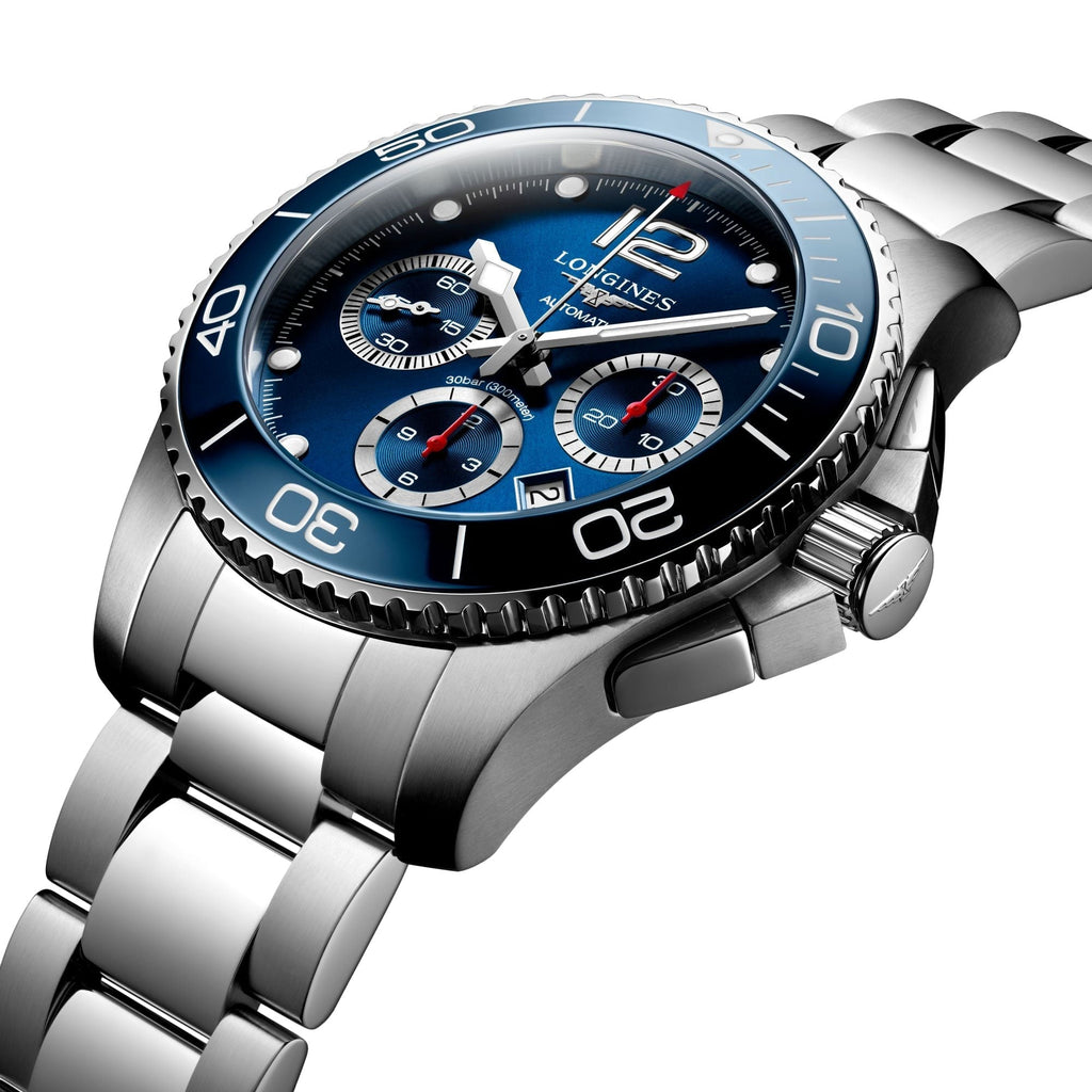 Longines HydroConquest Automatic Chronograph Stainless Steel Blue Dial Date Divers Mens Watch L3.883.4.96.6 wholesalehk.shop