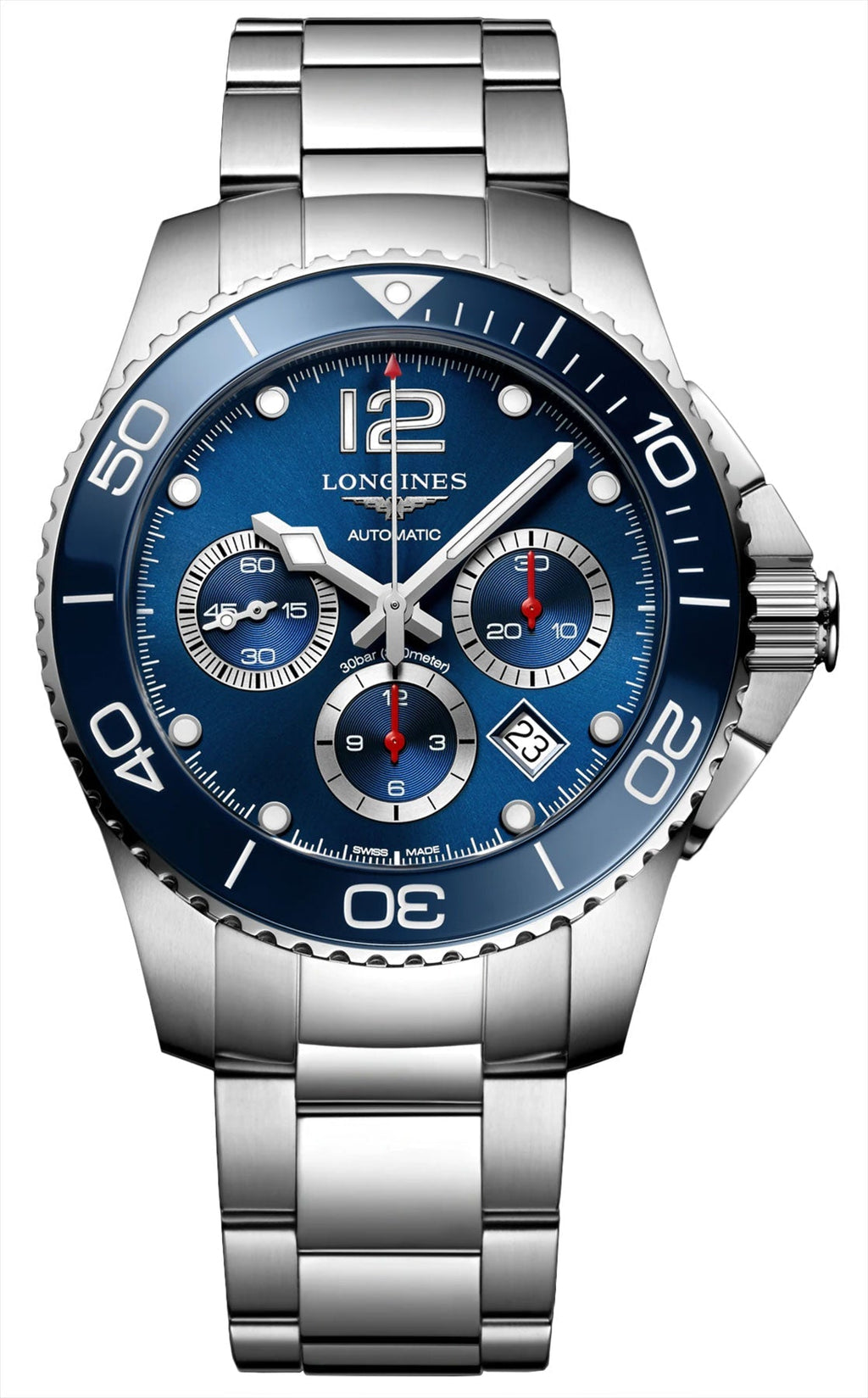 Longines HydroConquest Automatic Chronograph Stainless Steel Blue Dial Date Divers Mens Watch L3.883.4.96.6 wholesalehk.shop
