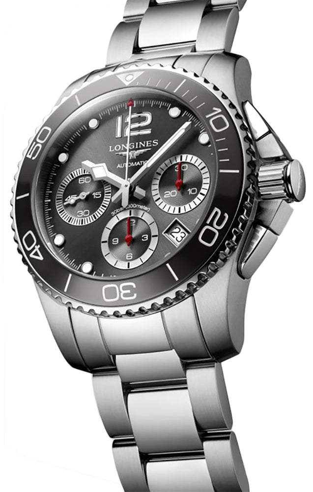 Longines HydroConquest Automatic Chronograph Stainless Steel Gray Dial Date Divers Mens Watch L3.783.4.76.6 wholesalehk.shop