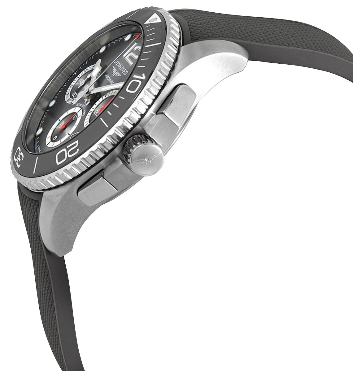 Longines HydroConquest Automatic Chronograph Stainless Steel Gray Dial Gray Rubber Strap Date Divers Mens Watch L3.883.4.76.9 wholesalehk.shop