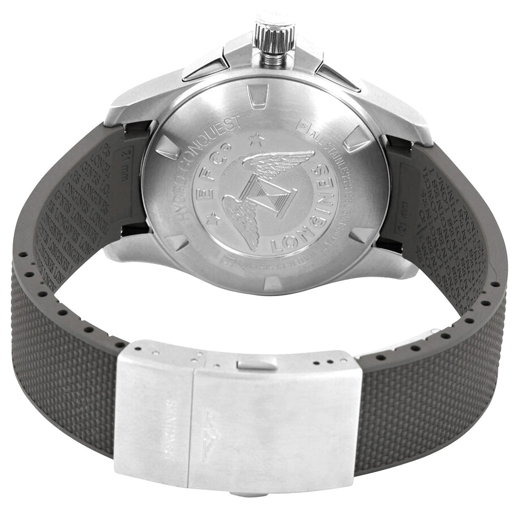 Longines HydroConquest Automatic Chronograph Stainless Steel Gray Dial Gray Rubber Strap Date Divers Mens Watch L3.883.4.76.9 wholesalehk.shop