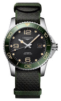 Longines HydroConquest Automatic Stainless Steel Black Dial Green NATO Nylon Strap Date Divers Mens Watch L3.781.4.05.2 wholesalehk.shop