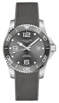 Longines HydroConquest Automatic Stainless Steel Gray Dial Gray Rubber Strap Date Divers Mens Watch L3.781.4.76.9 wholesalehk.shop
