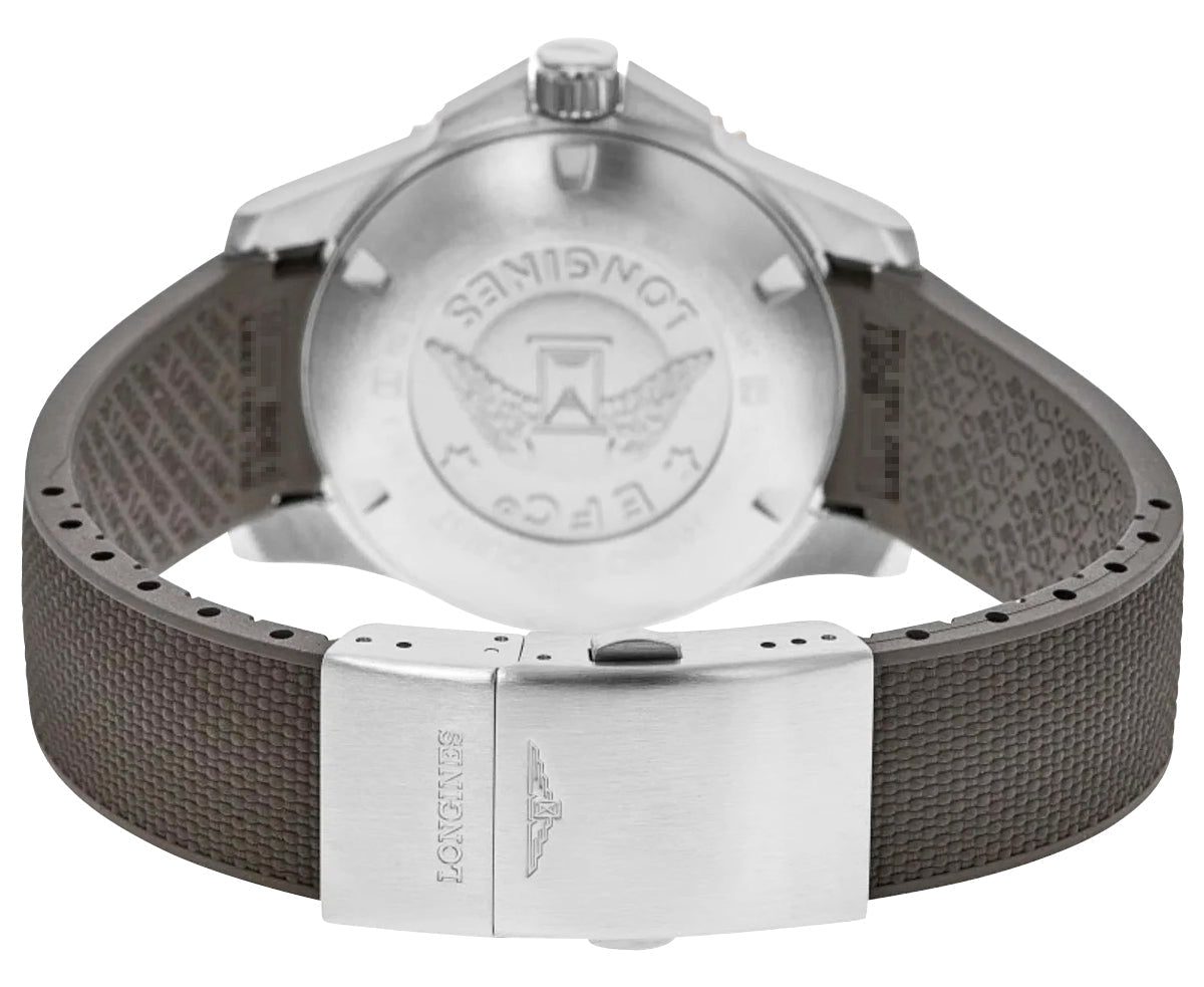 Longines HydroConquest Automatic Stainless Steel Gray Dial Gray Rubber Strap Date Divers Mens Watch L3.781.4.76.9 wholesalehk.shop