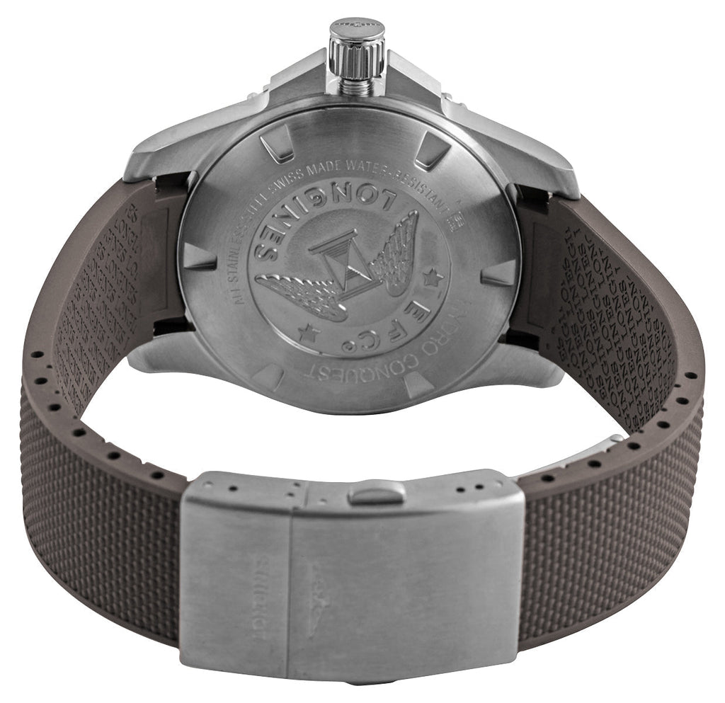 Longines HydroConquest Automatic Stainless Steel Gray Dial Gray Rubber Strap Date Divers Mens Watch L3.782.4.76.9 wholesalehk.shop