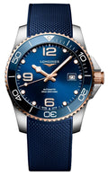 Longines HydroConquest Automatic Stainless Steel & Rose Gold PVD Blue Dial Blue Rubber Strap Date Divers Mens Watch L3.781.3.98.9 wholesalehk.shop