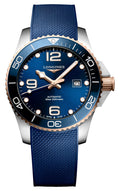 Longines HydroConquest Automatic Stainless Steel & Rose Gold PVD Blue Dial Blue Rubber Strap Date Divers Mens Watch L3.782.3.98.9 wholesalehk.shop