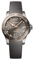 Longines HydroConquest Automatic Stainless Steel & Rose Gold PVD Gray Dial Gray Rubber Strap Date Divers Mens Watch L3.780.3.78.9 wholesalehk.shop