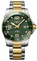 Longines HydroConquest Automatic Stainless Steel & Yellow Gold PVD Green Dial Date Divers Mens Watch L3.781.3.06.7 wholesalehk.shop