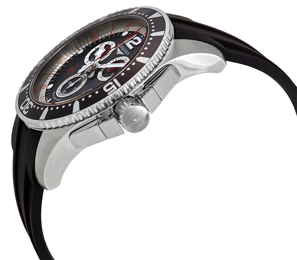 Longines HydroConquest Chronograph Stainless Steel Black Rubber Strap Black Dial Date Quartz Divers Mens Watch L3.843.4.56.2 wholesalehk.shop