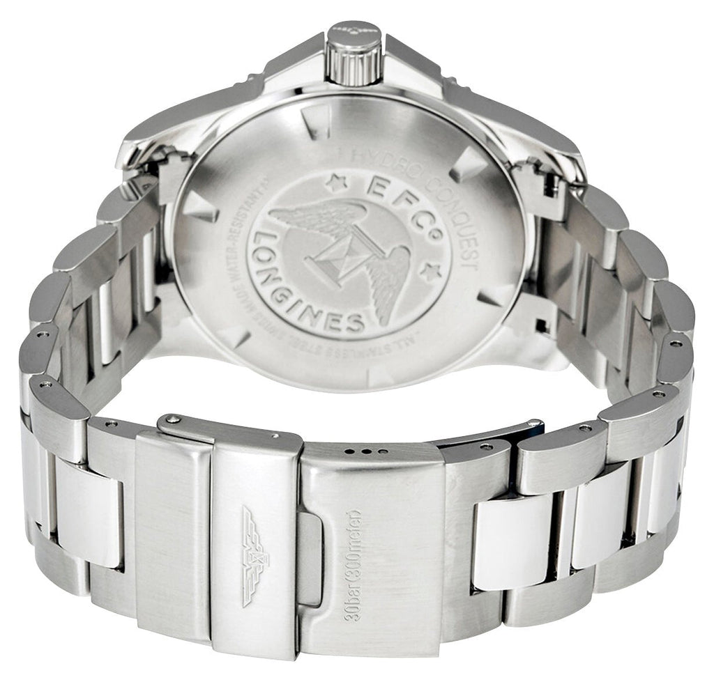 Longines HydroConquest Stainless Steel Black Dial Date Divers Quartz Mens Watch L3.840.4.56.6 wholesalehk.shop
